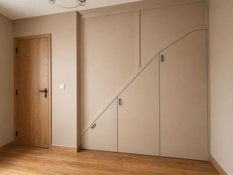 Placards intégrés sous un escalier - Réalisation De Souza Combles